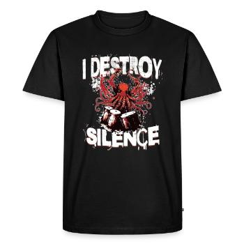 Octopus Drums Destroy Silence Drummer - Men's Premium Organic T-Shirt - black - Front - Nico (187cm)