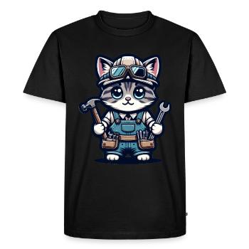 Cute Cat Craftsman - Men's Premium Organic T-Shirt - black - Front - Nico (187cm)