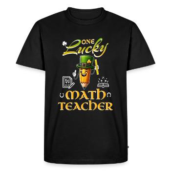 Un professeur de mathématiques chanceux - T-shirt Premium bio Homme - noir - Devant - Nico (187cm)