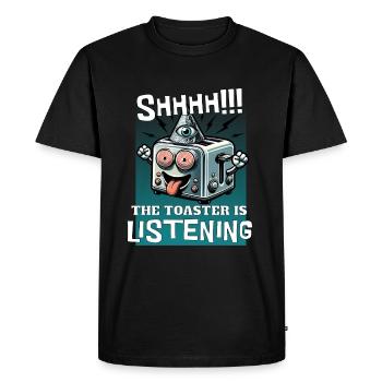 Grille-pain drôle de théorie du complot - T-shirt Premium bio Homme - noir - Devant - Nico (187cm)