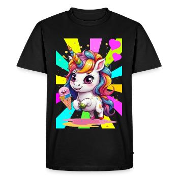 Rétro Licorne Licornes Enfants Filles Garçons - T-shirt Premium bio Homme - noir - Devant - Nico (187cm)