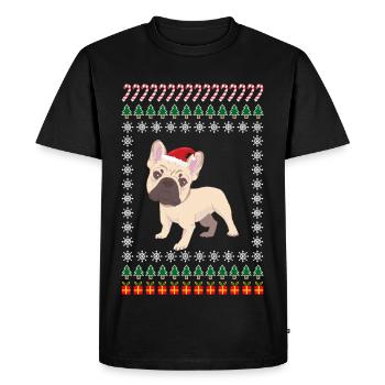 Chien de Noël laid Frenchie bouledogue français - T-shirt Premium bio Homme - noir - Devant - Nico (187cm)