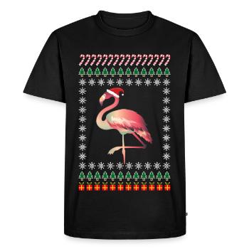 Noël moche Flamingo Christmas - T-shirt Premium bio Homme - noir - Devant - Nico (187cm)