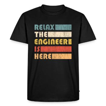Relax The Engineer for Engineers - Men's Premium Organic T-Shirt - black - Front - Nico (187cm)