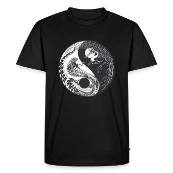 Ying Yang Crane Snake Chinese Symbol - Men's Premium Organic T-Shirt - black - Front - Nico (187cm)