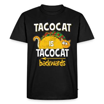 Tacocat Is Tacocat Backwards - Drôle de phrases - T-shirt Premium bio Homme - noir - Devant - Nico (187cm)