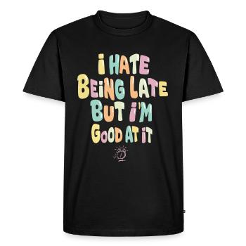 je suis en retard et je suis doué pour ça - T-shirt Premium bio Homme - noir - Devant - Nico (187cm)