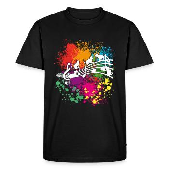 Cats Colors Music. Chats, couleurs, musique - T-shirt Premium bio Homme - noir - Devant - Nico (187cm)