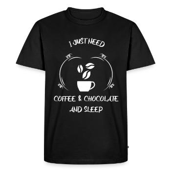 Café, expresso, café et chocolat - T-shirt Premium bio Homme - noir - Devant - Nico (187cm)
