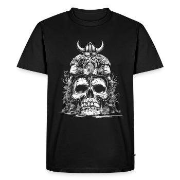Viking warrior with sword sitting on skull - Men's Premium Organic T-Shirt - black - Front - Nico (187cm)