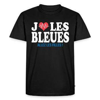 football feminin J aime les bleues football france - T-shirt Premium bio Homme - noir - Devant - Nico (187cm)