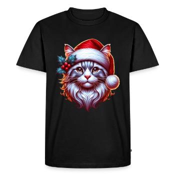 Christmas Cat Christmas Xmas - Men's Premium Organic T-Shirt - black - Front - Nico (187cm)