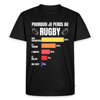 Maillot Rugby Humour Rugbyman Perdant Joueur Rugby - T-shirt Premium bio Homme - noir - Devant - Nico (187cm)