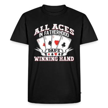 All Aces In Fatherhood Winning Hand Retro Dad - Men's Premium Organic T-Shirt - black - Front - Nico (187cm)