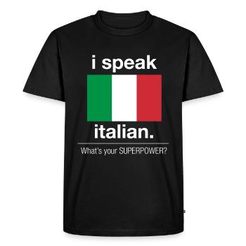 Je parle italien - T-shirt Premium bio Homme - noir - Devant - Nico (187cm)