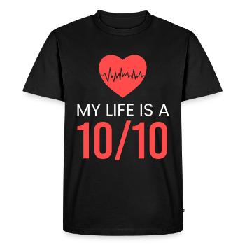 Ma vie est un 10/10 - T-shirt Premium bio Homme - noir - Devant - Nico (187cm)