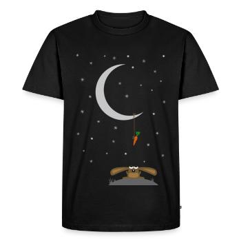 regarde de lapin à la carotte sur la lune - T-shirt Premium bio Homme - noir - Devant - Nico (187cm)