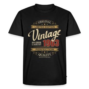 60ème anniversaire né en 1963 Vintage Rétro - T-shirt Premium bio Homme - noir - Devant - Nico (187cm)
