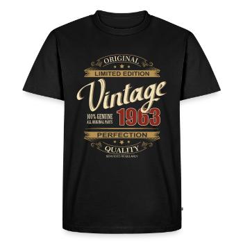 Anniversaire Millésime 1963 né Edition Limitée Rétro - T-shirt Premium bio Homme - noir - Devant - Nico (187cm)