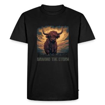 Braving The Storm Highland Cow - Männer Premium Bio T-Shirt - Schwarz - Vorne - Nico (187cm)