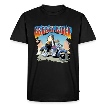 Greasy Rider - Men's Premium Organic T-Shirt - black - Front - Nico (187cm)