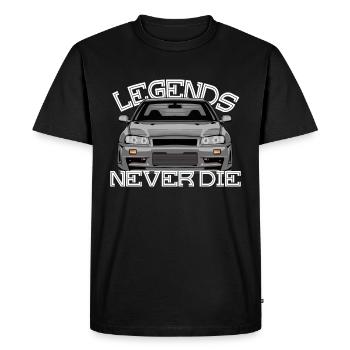 Skyline R34 legends never die - Men's Premium Organic T-Shirt - black - Front - Nico (187cm)