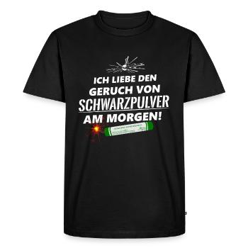 Pyro poudre odeur feu d’artifice - T-shirt Premium bio Homme - noir - Devant - Nico (187cm)
