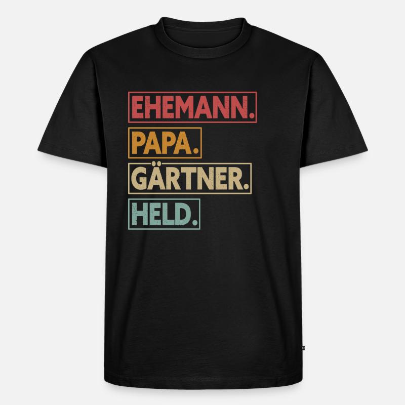 Ehemann Papa Gärtner Held - Männer Premium Bio T-Shirt - Schwarz