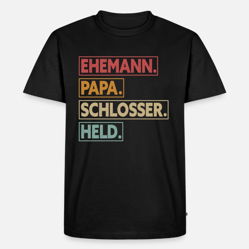 Ehemann Papa Schlosser Held - Männer Premium Bio T-Shirt - Schwarz