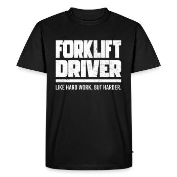 Le conducteur de chariot élévateur aime travailler dur - T-shirt Premium bio Homme - noir - Devant - Nico (187cm)