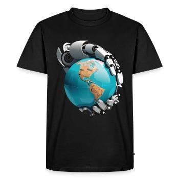 Robots are taking over the world - Men's Premium Organic T-Shirt - black - Front - Nico (187cm)