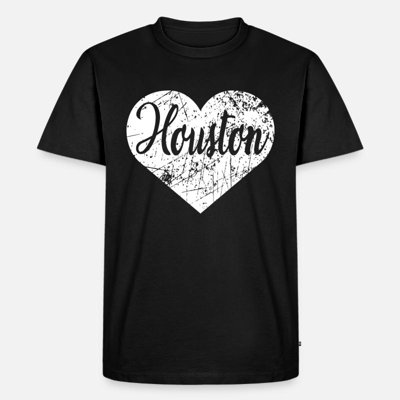 Houston Herz - Männer Premium Bio T-Shirt - Schwarz