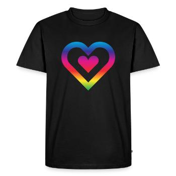 Cœur arc-en-ciel Homosexualité Amour LGBT - T-shirt Premium bio Homme - noir - Devant - Nico (187cm)