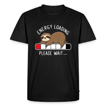 Barre de charge de batterie Sleeping Sloth - T-shirt Premium bio Homme - noir - Devant - Nico (187cm)