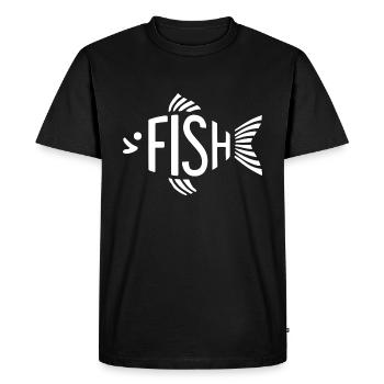 Os de poisson, squelette, pêche à chevrons - T-shirt Premium bio Homme - noir - Devant - Nico (187cm)