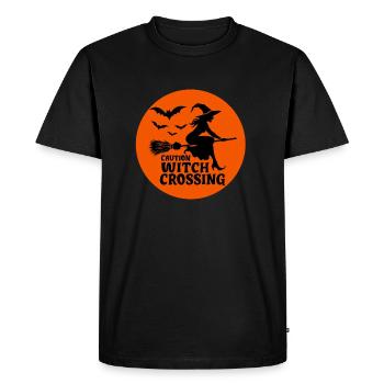 Balai de sorcière d’Halloween Attention sorcière Crossing - T-shirt Premium bio Homme - noir - Devant - Nico (187cm)