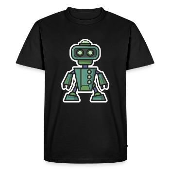 Robot Science Fiction Gift Kids Funny Bot - Men's Premium Organic T-Shirt - black - Front - Nico (187cm)