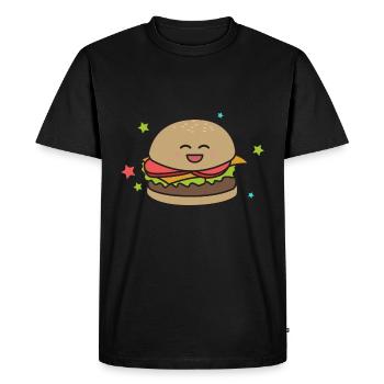 Hamburger burger cheeseburger cadeau restauration rapide - T-shirt Premium bio Homme - noir - Devant - Nico (187cm)