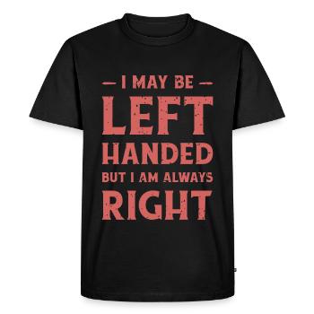 Je suis gaucher mais je suis toujours à droite - T-shirt Premium bio Homme - noir - Devant - Nico (187cm)