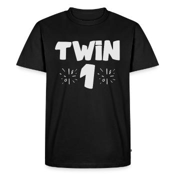 Twin Number One Funny Twin - Men's Premium Organic T-Shirt - black - Front - Nico (187cm)