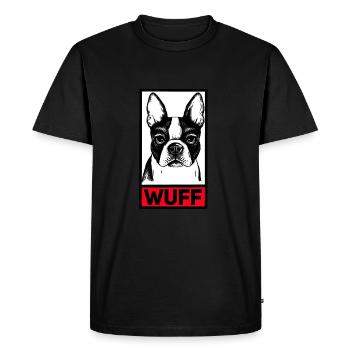 Boston Terrier Wuff - T-shirt Premium bio Homme - noir - Devant - Nico (187cm)