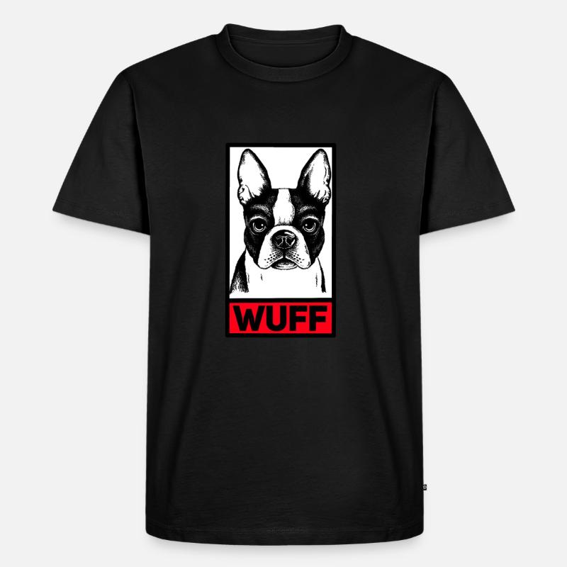 Boston terrier Wuff - Männer Premium Bio T-Shirt - Schwarz