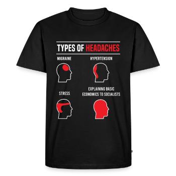 Types de maux de tête - économie de base dicton drôle - T-shirt Premium bio Homme - noir - Devant - Nico (187cm)