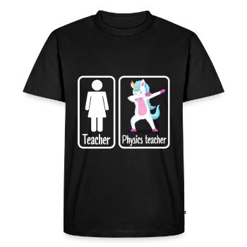 Professeur de physique physicienne - T-shirt Premium bio Homme - noir - Devant - Nico (187cm)