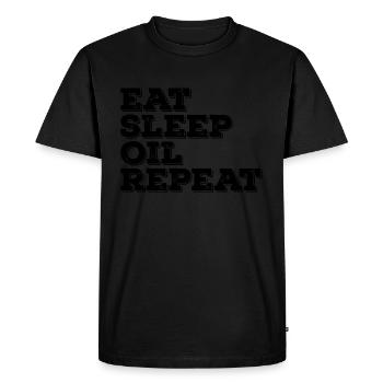 Eat Sleep Oil Repeat Massagist - Men's Premium Organic T-Shirt - black - Front - Nico (187cm)