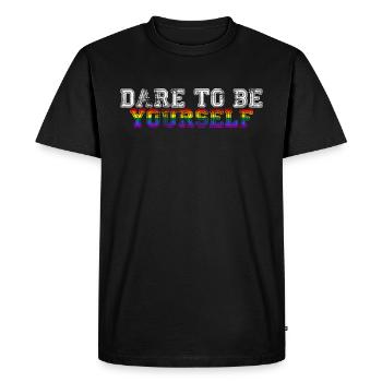 Osez être vous-même Rainbow Gay Pride - T-shirt Premium bio Homme - noir - Devant - Nico (187cm)