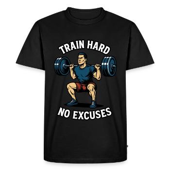 Train Hard No Excuses - Fitness Motif - Men's Premium Organic T-Shirt - black - Front - Nico (187cm)