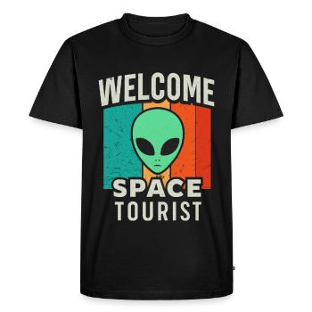 Welcome Space Tourist Alien Design - Men's Premium Organic T-Shirt - black - Front - Nico (187cm)