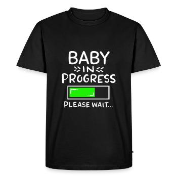 Bébé invite à la naissance, bébé en cours - T-shirt Premium bio Homme - noir - Devant - Nico (187cm)
