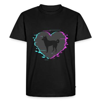 Canaan chien dans le coeur avec look rétro - T-shirt Premium bio Homme - noir - Devant - Nico (187cm)